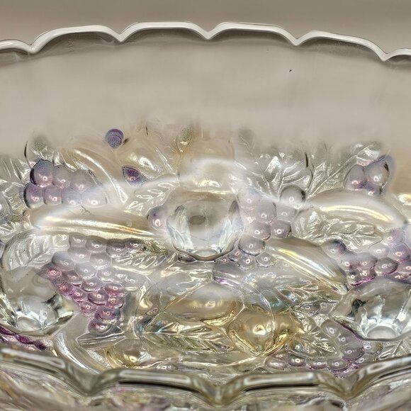 vintage Indiana Glass large footed fruit bowl Garland pattern oval shape 1970s - Picture 2 of 11